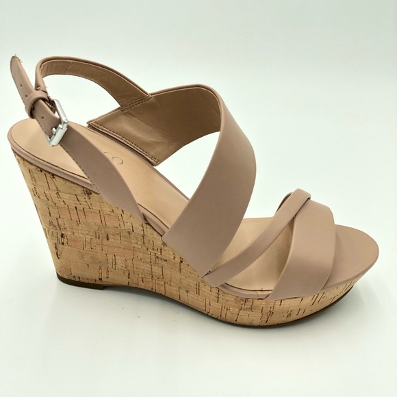 Franco Sarto Blush/Nude Wedge Heel Sandals Size 10 - Picture 6 of 13
